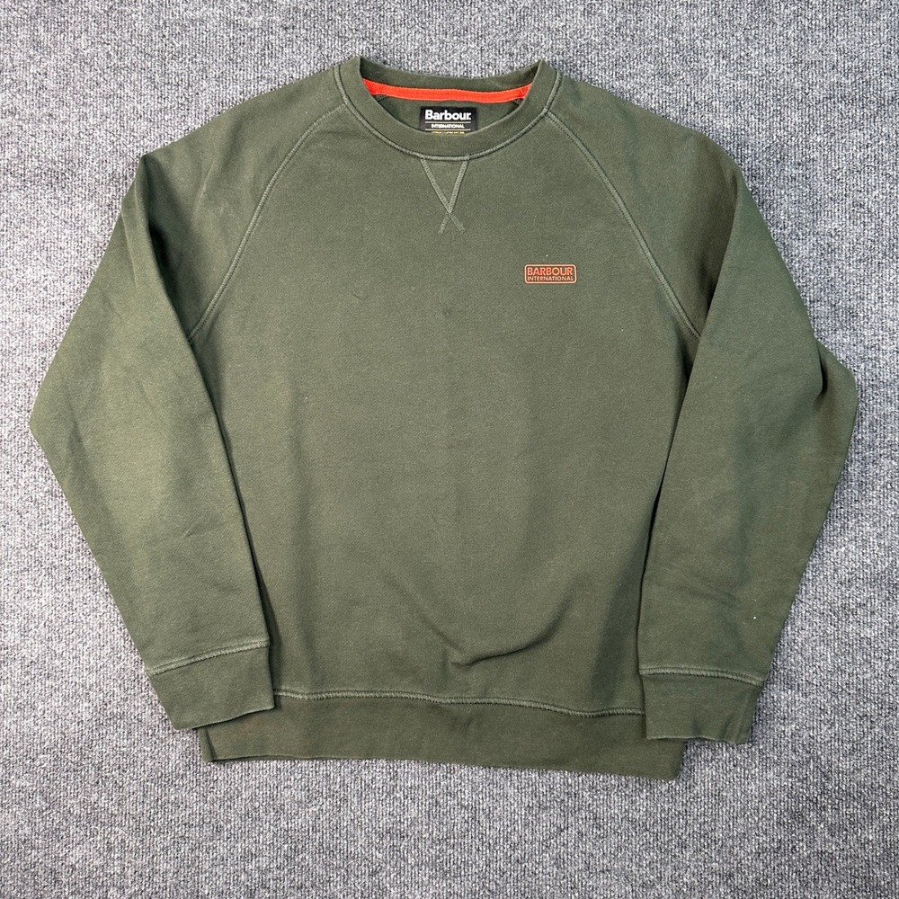 Barbour International Men's Essential Sweatshirt Olive Green Crewneck Size Large